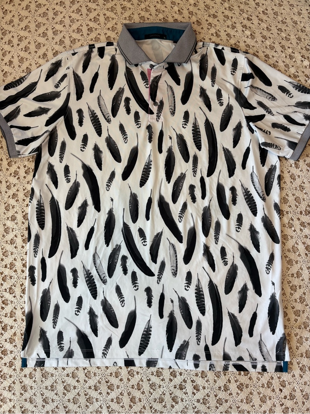 Greyson Men’s Forever Flight AOP Feather Polo Size XL